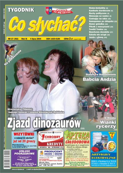 Okładka gazety Co słychać? - nr 27 (352) 2004
